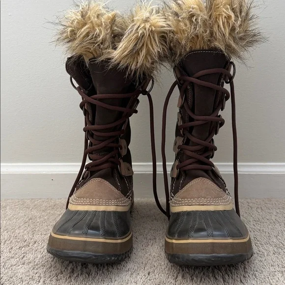 SOREL Joan Of Artic Brown Suede Waterproof Winter Boots Size 8